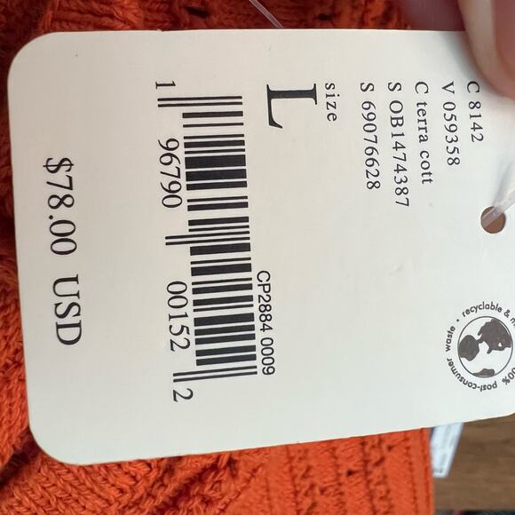 NWT Free People Orange Crochet Maxi Dress FP Beach Knit Bathing Suit Coverup Lrg - Picture 7 of 10